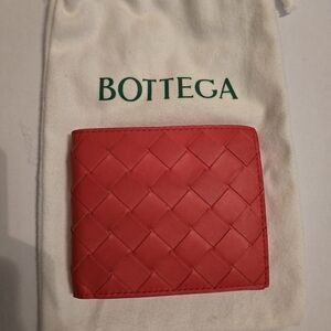 Bottega Red Woven Wallet